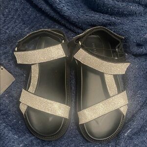 Forever 21 Black Sandals with Silver Straps